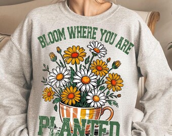Retro Boho Flowers PNG: Bloom Where You Are Planted (Digital Download)