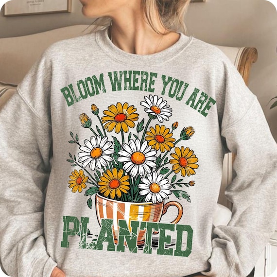 Retro Boho Flowers PNG: Bloom Where You Are Planted (Digital Download)