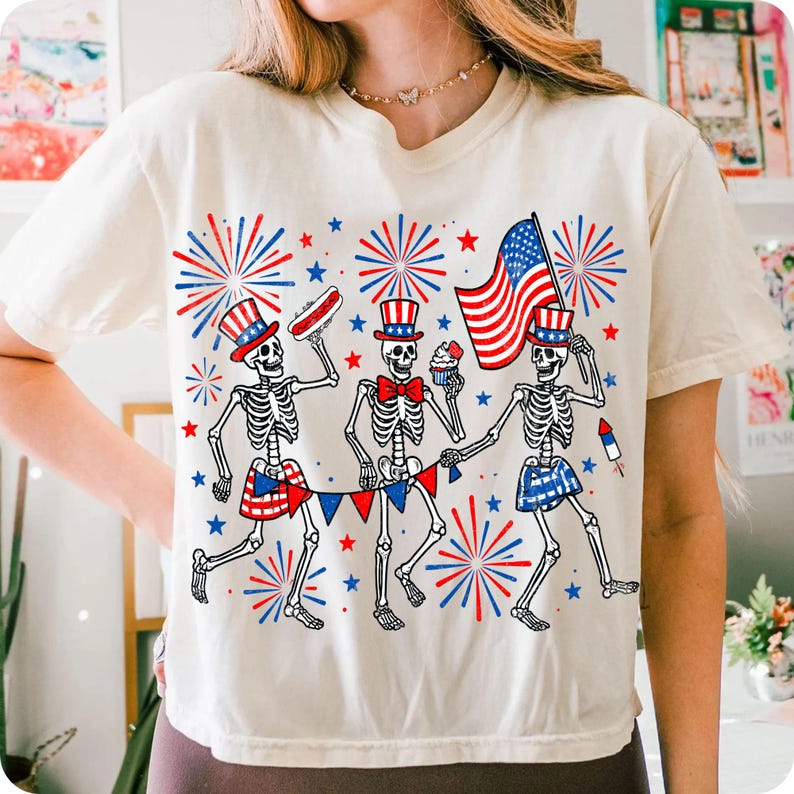 Patriotic Skeleton Digital Download for Crafting and Apparel
