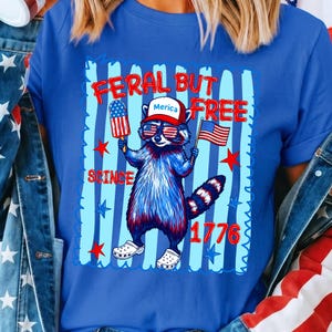 Vild men fri tvättbjörn PNG 4 juli sublimeringsdesign Retro självständighetsdagen skräp Panda USA Liberty 1776 digital fil DTF-överföring bild 6