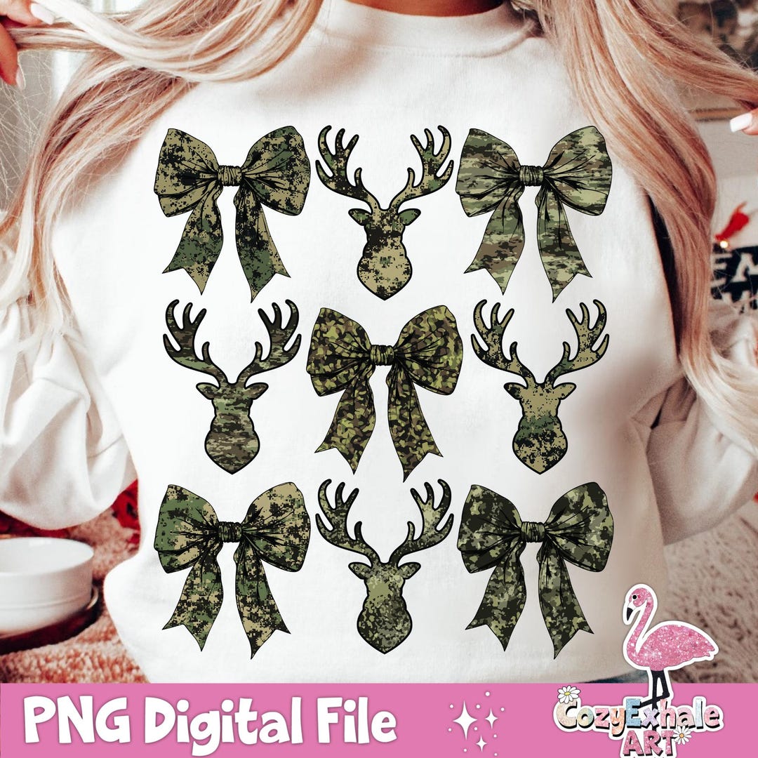 Coquette Camo Bow Mama PNG | Old School Military Girl and Deer Hunting ...