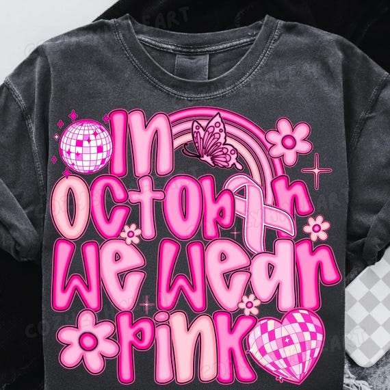 Pink Ribbon Breast Cancer Awareness PNG: Retro Floral Design (Digital Download