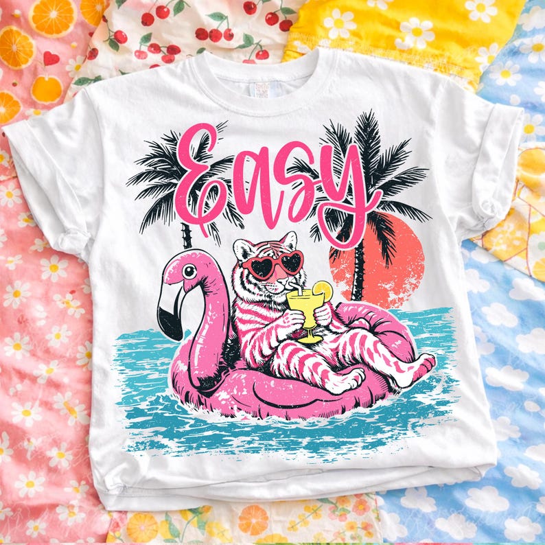 Close-up of Preppy Watercolor Flamingo Float Digital Design PNG