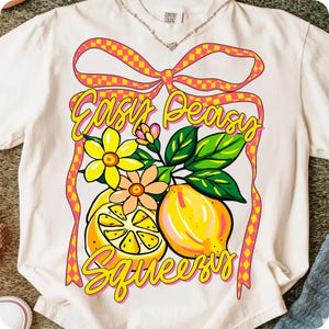 Preppy Lemon Summer PNG, Coquette Bow Lemonade Design, Easy Peasy Lemon PNG, Girly Summer Shirt Sublimation, Trendy Cottage Core Art