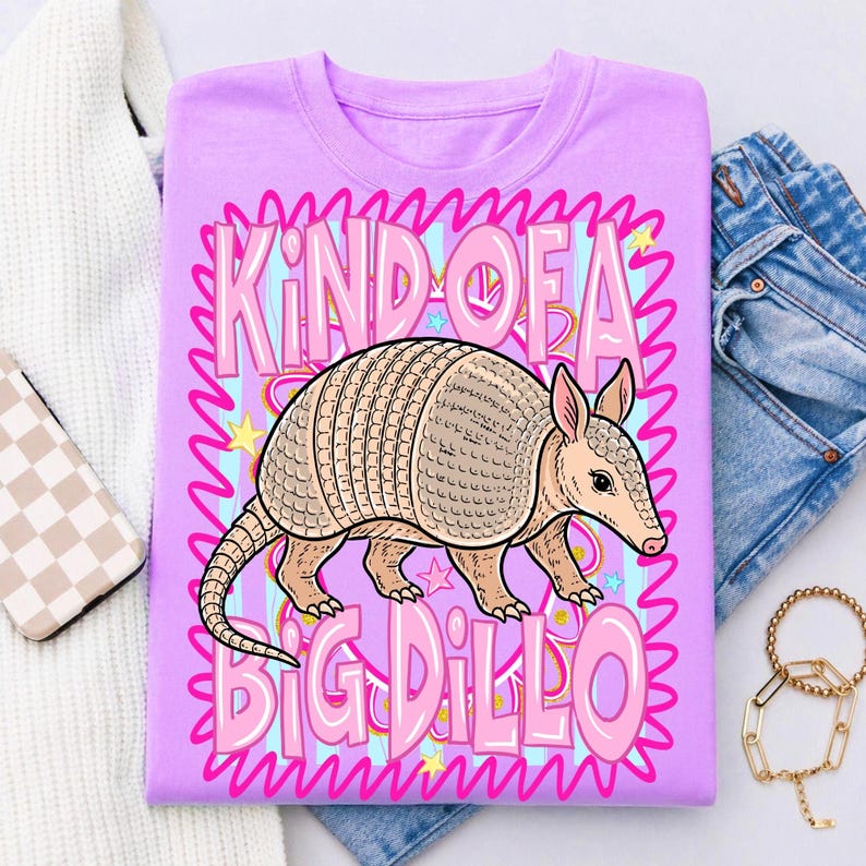Image of Kind Of A Big Dillo Armadillo PNG, Retro Preppy Animal Png, Funny Texas Sublimation Design, Sarcastic Animal Pun Png, Digital Download File
