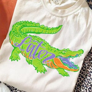 later gator png, alligator png, halftone png, retro summer png, florida vacation, sarcastic png, funny gator design, neon gator png, crocodile clipart, sublimation design, dtf transfer png, preppy gator png, after while png