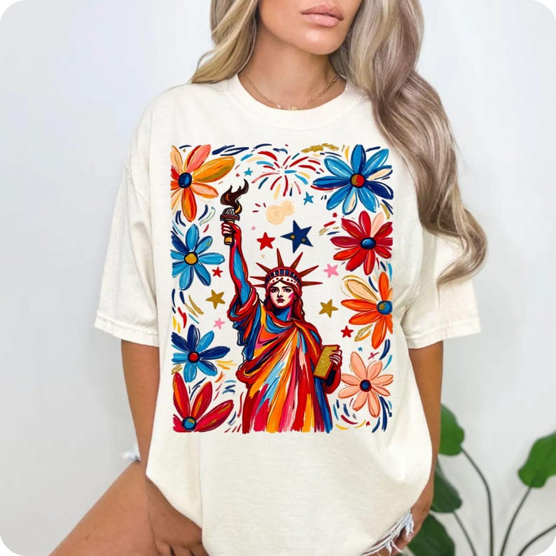 Retro 4th of July Statue of Liberty PNG, USA Flag PNG, America 4th of July Digital Design, Independence Day PNG, Retro American Shirt