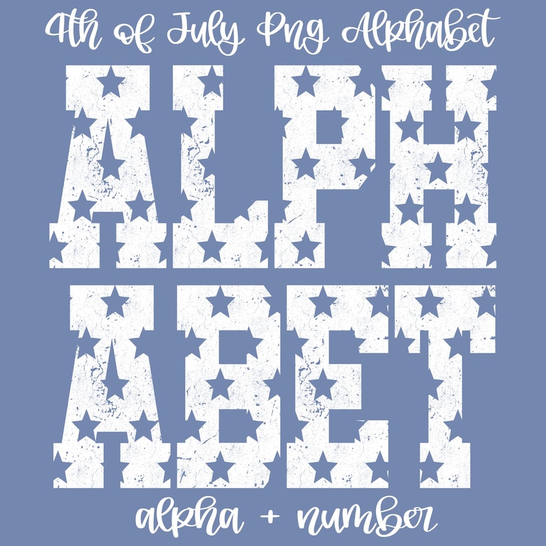 4th of July Patriotic Alphabet PNG Bundle Distressed Star Alpha Set