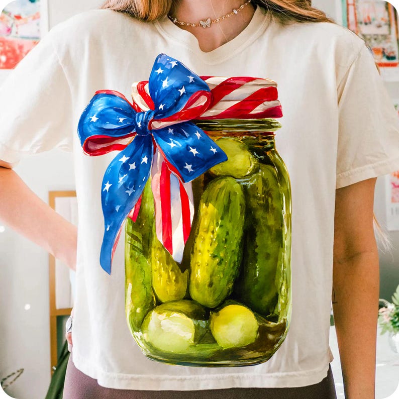 Pickle 4th of July PNG, Patriotic Pickle Jar Clipart, USA Flag Design, Independence Day Pickle, America Freedom PNG, Instant Download
