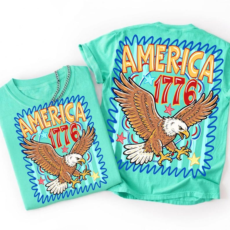 Custom T-Shirt featuring the America 1776 Patriotic Eagle DTF File