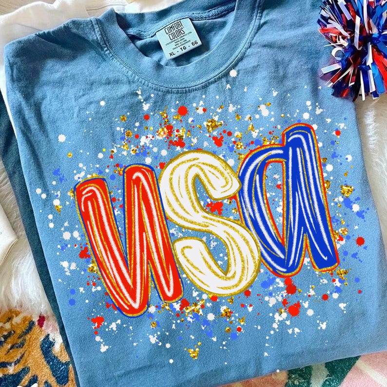 USA Stripe Splatter Patriotic Sublimation Design on a t-shirt mockup