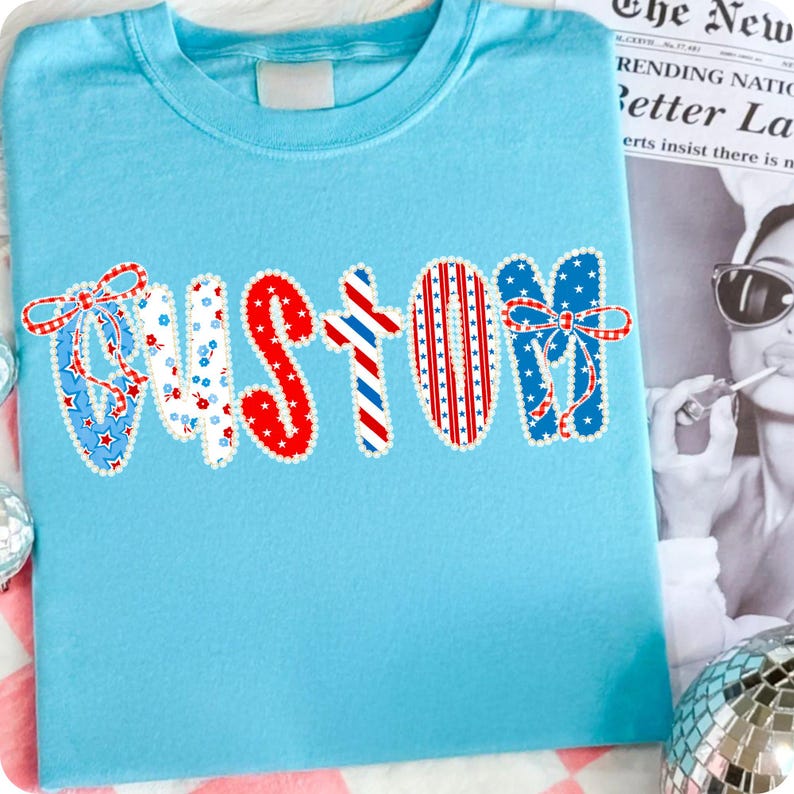 Preppy Custom Floral American Glitter Coquette PNG, 4th of July Mom Nana Mimi Gigi Png, Retro Independence Day, Patriotic USA Sublimation