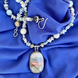 WATERCOLOURS Necklace Agate, Flower Amazonite, Opal, Aquamarine, Chrysoprase, Sterling Silver image 2