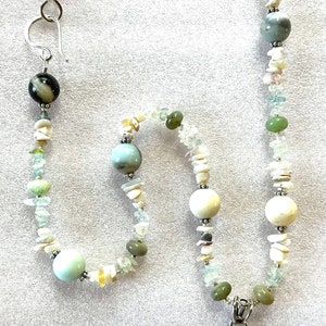 WATERCOLOURS Necklace Agate, Flower Amazonite, Opal, Aquamarine, Chrysoprase, Sterling Silver image 4