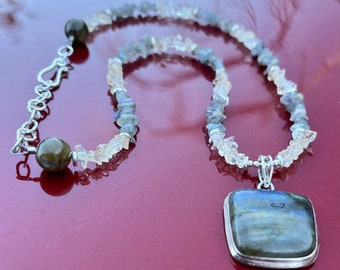 FOGGY DEW Necklace (Labradorite, Citrine, Sterling Silver)