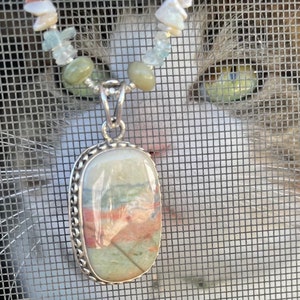 WATERCOLOURS Necklace Agate, Flower Amazonite, Opal, Aquamarine, Chrysoprase, Sterling Silver image 5