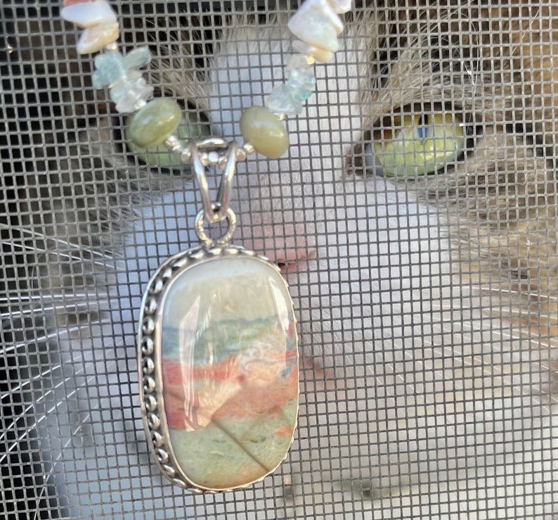 WATERCOLOURS Necklace Agate, Flower Amazonite, Opal, Aquamarine, Chrysoprase, Sterling Silver image 5