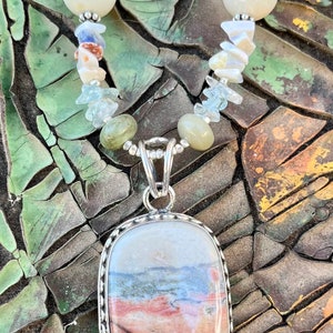 WATERCOLOURS Necklace Agate, Flower Amazonite, Opal, Aquamarine, Chrysoprase, Sterling Silver image 6