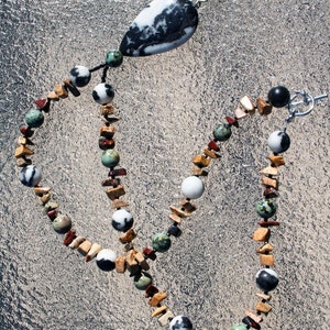 SERENGETI Necklace Zebra Jasper, African Turquoise, Mahogany Obsidian, Picture Jasper image 4