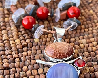 WILD SIDE Necklace (Agate, Goldstone, Black Moonstone, Smoky Quartz, Mountain Jade, Ice Flake Quartz)