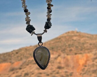MOTHER EARTH Necklace (rutilated Quartz, Pyrite, Citrine, Thai
