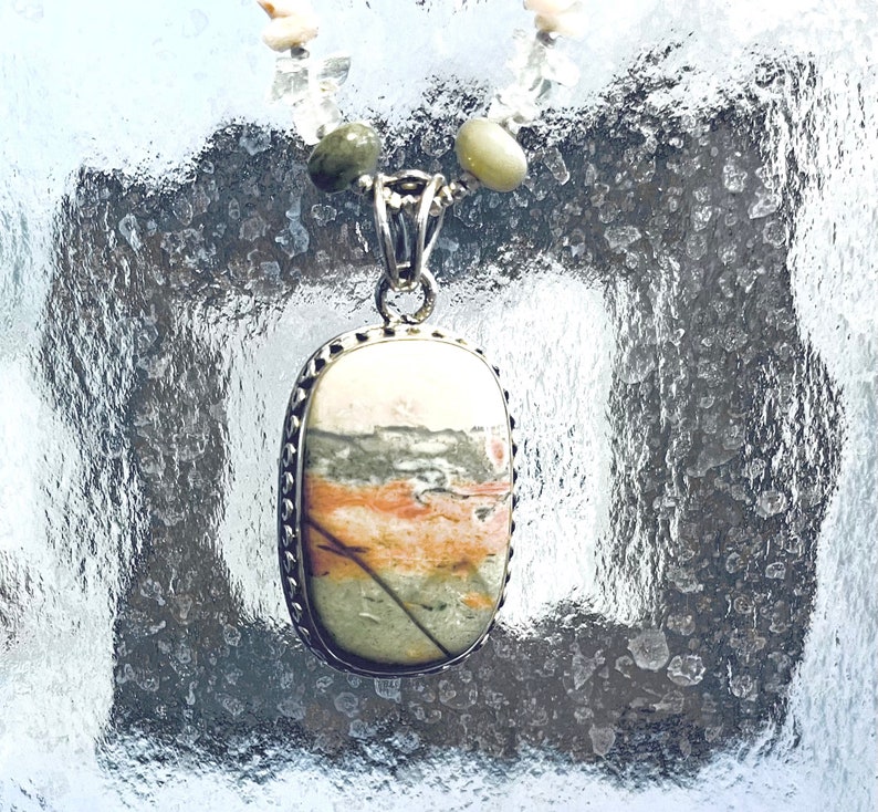WATERCOLOURS Necklace Agate, Flower Amazonite, Opal, Aquamarine, Chrysoprase, Sterling Silver image 7