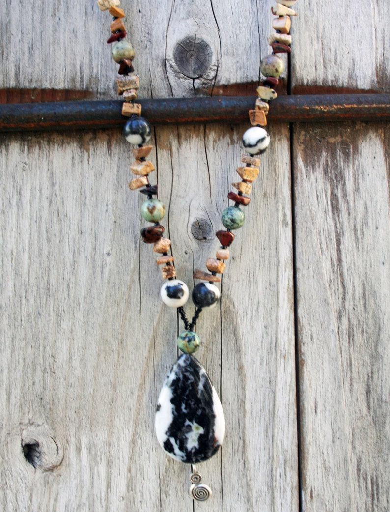 SERENGETI Necklace Zebra Jasper, African Turquoise, Mahogany Obsidian, Picture Jasper image 2