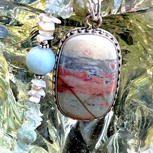 WATERCOLOURS Necklace Agate, Flower Amazonite, Opal, Aquamarine, Chrysoprase, Sterling Silver image 3