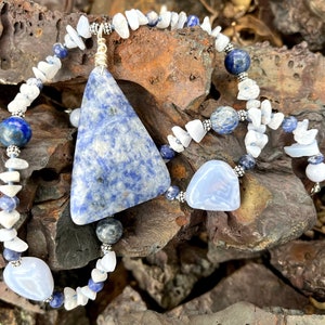 BLUE JEAN BABY Halskette (Sodalith, Lapis Lazuli, Blue Lace Achat, Sterling Silber)