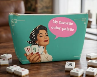 Mahjong Tile Bag, Funny Dragon Tiles Pouch,  Design, Gift for Mahjong Players, Game Night Bag