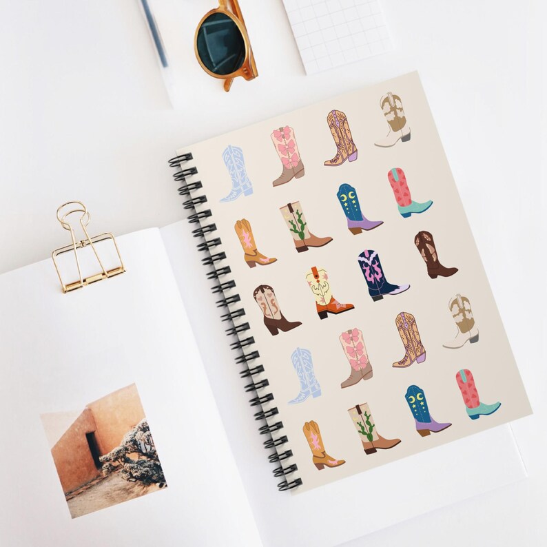 Cowboy Boot Spiral Notebook, Western Journal, Ranch Lover Gift image 5