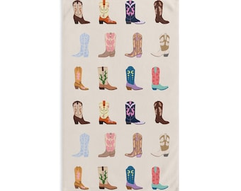 Western Boots Hand Towel: Cowboy Decor, Rustic Kitchen Accessory