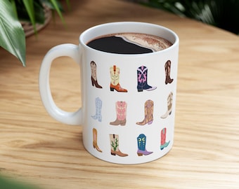 Cowboy Boots Ceramic Coffee Mug: Western Style Ranch Decor