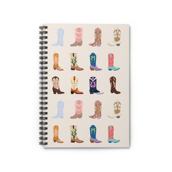 Cowboy Boot Spiral Notebook, Western Journal, Ranch Lover Gift
