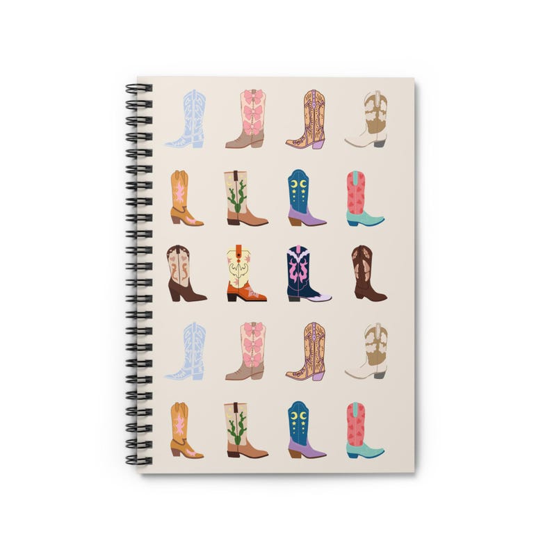 Cowboy Boot Spiral Notebook, Western Journal, Ranch Lover Gift image 1