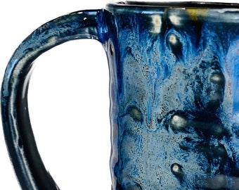 Handmade Blue Peacock 14 oz Pottery Mug