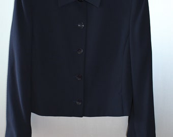 Vintage Pendleton Cropped Navy Jacket - Size 10, NOS