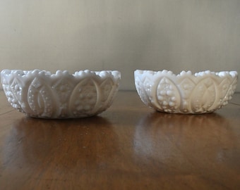 vintage pair of white milk glass candleholders - 1960's - bridal - floral arranging - centerpieces