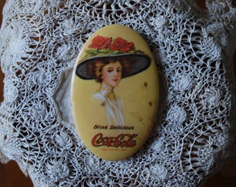 Vintage Coca Cola Hand Mirrors - Purse Mirrors - 1970's Reproduction Gibson Girls - Compact Mirror - Victorian  - Vintage Bridesmaids Gifts
