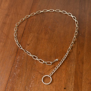 vintage chain link belt -  light gold tone - twisted ovals with dotted links  - retro - mod - boho