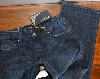 L A IDOL ~ rhinestone embellished blue denim jeans ~ NOS ~ original tags ~ size 7