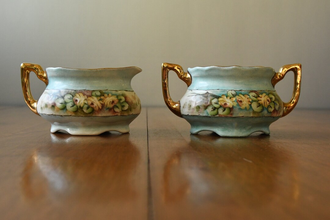 Antique Floral Sugar and Creamer Set Something Blue Cottage Living