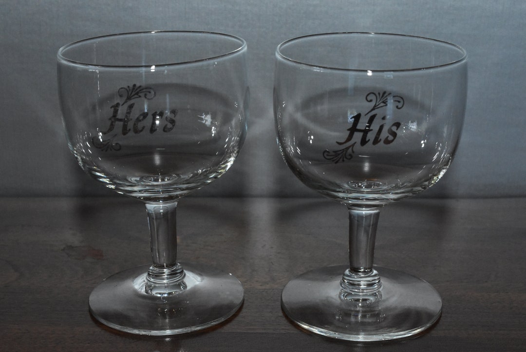 Vintage Pair of His and Hers Champagne Coupes - Silver Script ~ Long ...