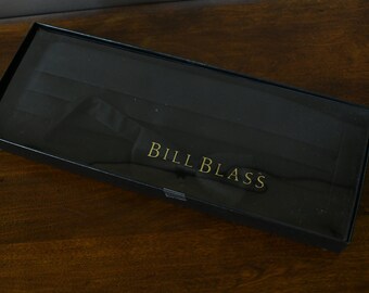 Vintage Designer Jet Black Satin Cummerbund and Bow Tie Set ~ Bill Blass ~1990's ~ formal wear ~