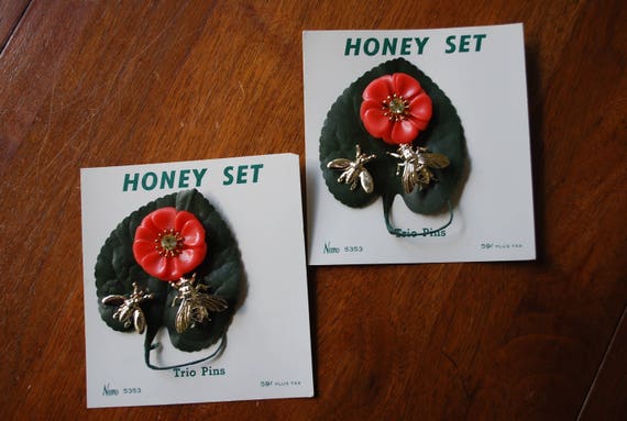 Vintage Nemo Honey Trio Scatter Pins - Flower and… - image 4