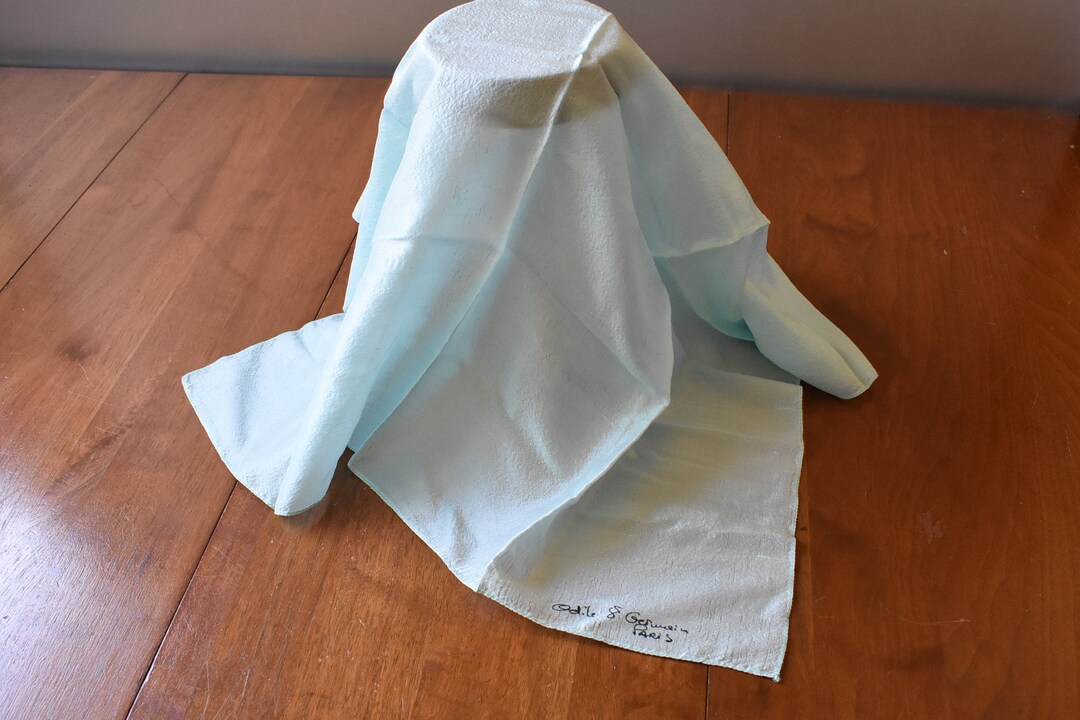 Vintage Odile St Germain Scarf Paris Blue Silk Scarf Etsy