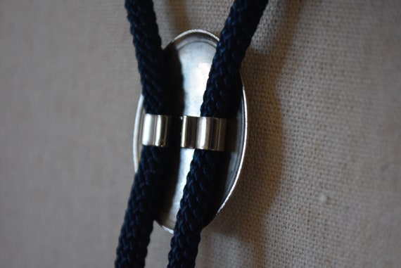 vintage cowboy boot bolo tie - silver tone on nav… - image 7