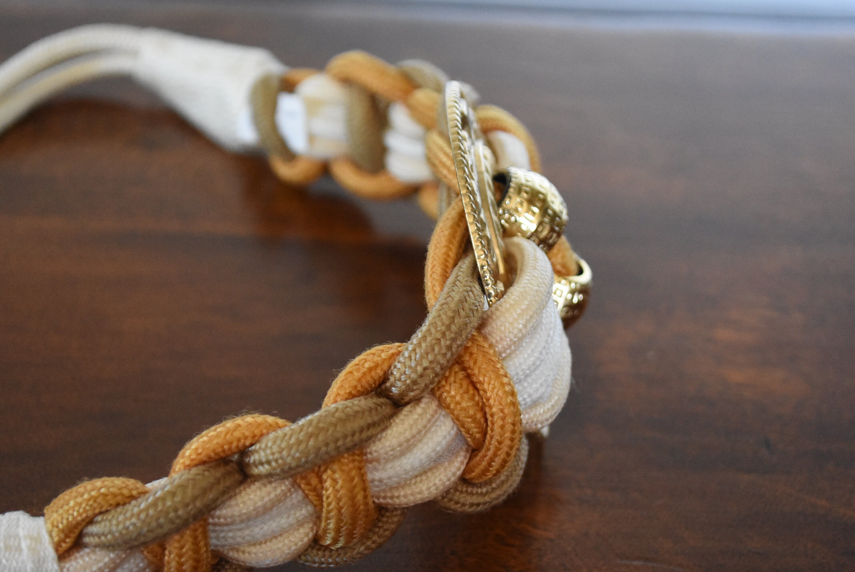 Vintage 1980s Braided Cord Belt With Gold Medallion, Size M  display picture 2