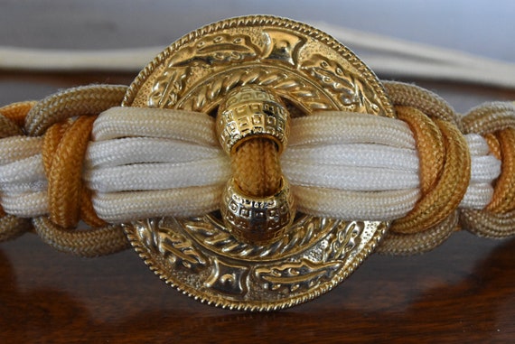 Vintage 1980s Braided Cord Belt With Gold Medallion, Size M  display picture 1