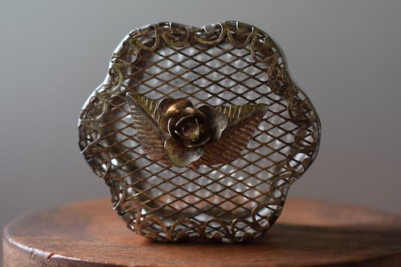 Vintage Silvertone Scalloped Edge Jewelry Box - F… - image 1